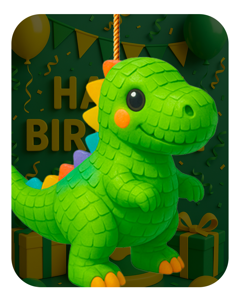 invitation interactive anniversaire Jeu Pinata Dinosaure